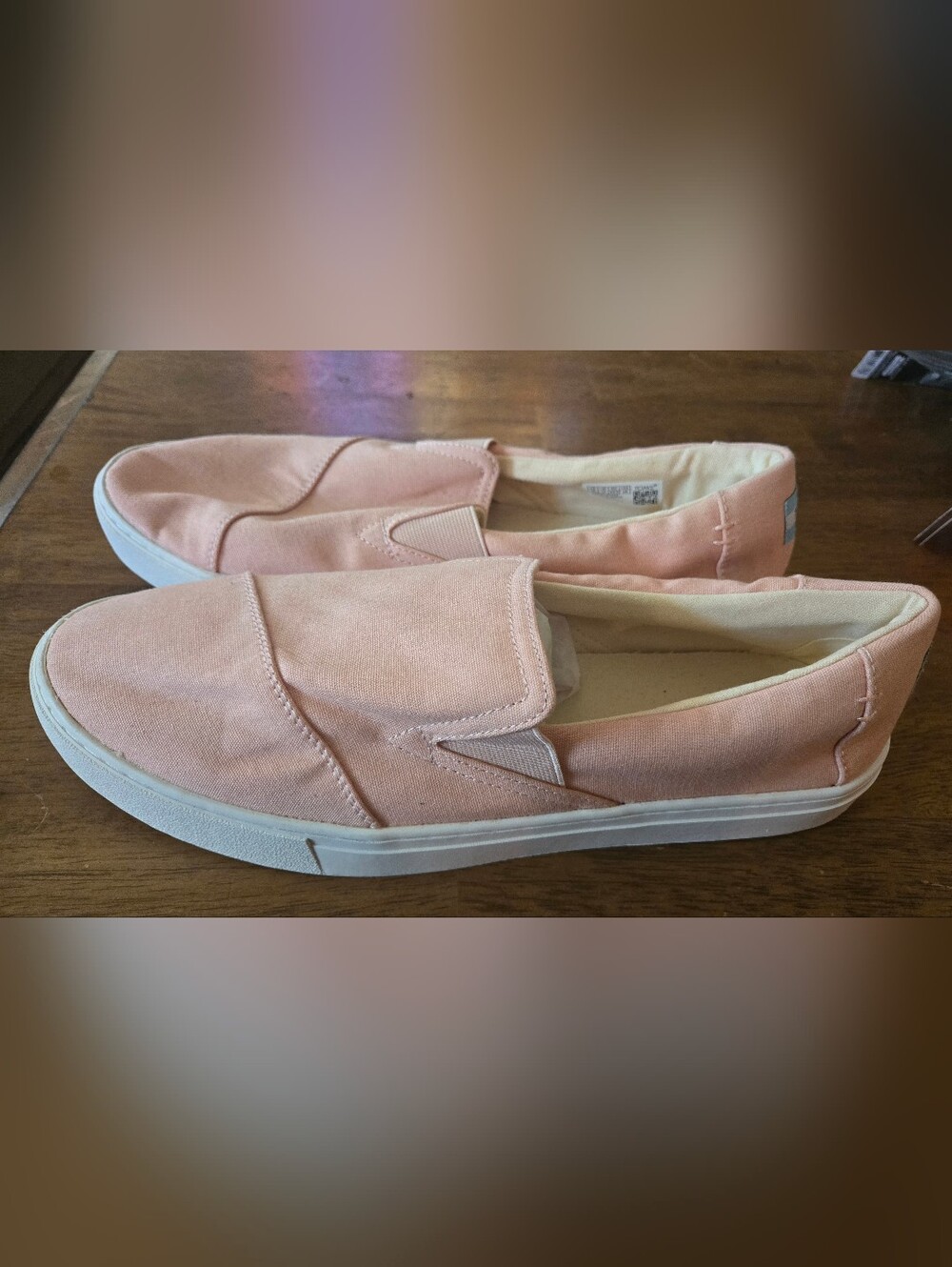 Toms Peach Pink Canvas Slip-On Mules